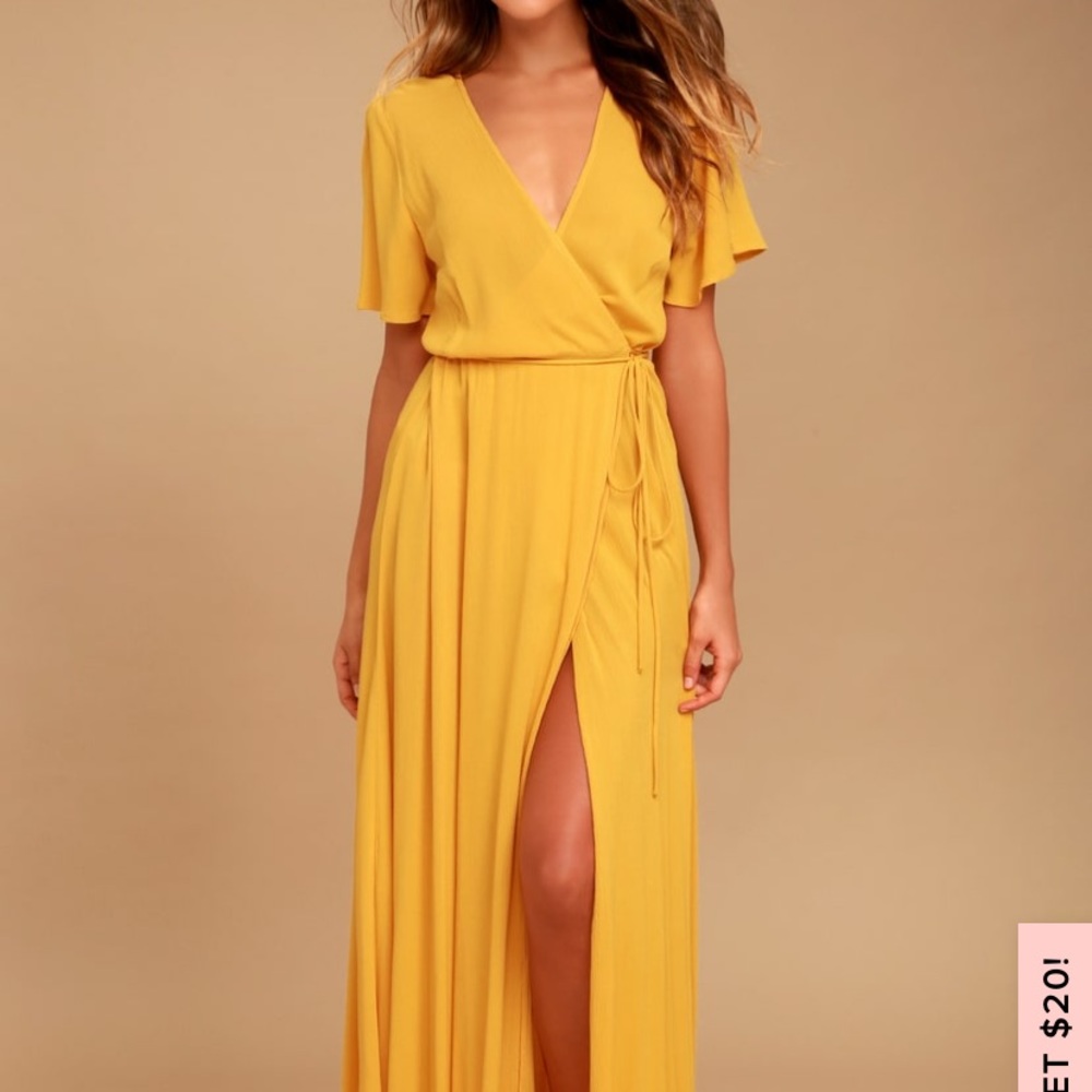 Lulu’s maxi yellow wrap dress
